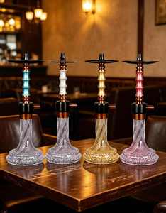 Glass <b>Hookah</b> with Metal Base Portable Water <b>Pipe</b> Transparent Base Bowl Stand for Lounge and Party - Product Image 2