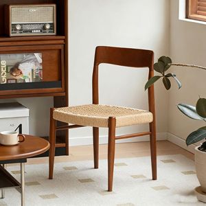 Cherry Wood Solid Wood <b>Dining</b> <b>Chair</b> With Backrest Rattan Seat For Living Room Home Use - Product Image 4