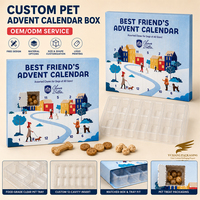Boîte en papier personnalisée pour calendrier de l'avent pour chiens et chats avec plateau en PET, boîte cadeau de Noël pliable en une seule pièce