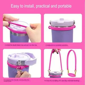 Anneau de suspension élastique en silicone personnalisé avec logo pour bouteille d'eau, accessoires pour bouteille, diamètre de la bouteille 6-10 cm - Product Image 4