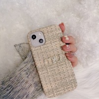 Nouvel Design Mignon Styles Ins Motif Tressé M Diamant Texture Mate Coque de Téléphone Portable Antichoc