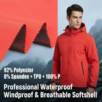 Tela Softshell Ligera de Malla Gore, 92% Poliéster, 8% Spandex + TPU, Impermeable, Resistente al Viento y Transpirable para Chaquetas de Exterior