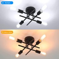 Plafonnier Spoutnik Moderne Semi-encastré Noir Mat 4 Lumières E26 Prise pour Chambre Cuisine Salon Salle à Manger
