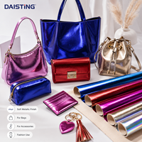 Tissu en cuir PU métallisé brillant effet miroir, film en similicuir verni, rouleau souple avec support TC pour sacs, vêtements, accessoires, matériaux de bricolage