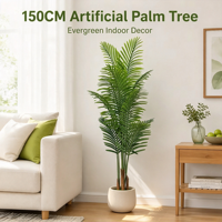Vente en gros Palmier artificiel de 150cm Faux palmier en plastique Fausse plante en pot Arbre artificiel pour la décoration de la maison et du jardin