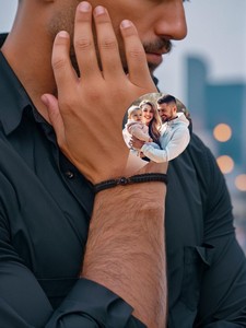 Bracciale Personalizzato con Proiezione di Foto di Tendenza in Acciaio Inossidabile Regolabile per Coppie con Scritta "<span class=keywords><strong>Ti</strong></span> Amo" in 100 Lingue - Product Image 3