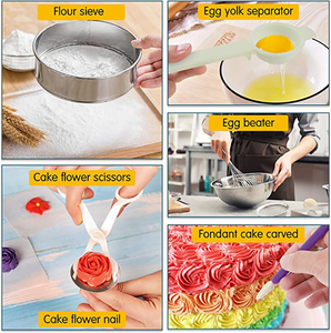 Kit di 398 Pezzi per Decorazione Torte Ecologico, Utensili da <span class=keywords><strong>Pasticceria</strong></span>, Piatto Girevole in Plastica con Supporto, Include Set per Decorazione con Glassa - Product Image 2