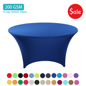 Nouvelle Offre : Housse de <span class=keywords><strong>Table</strong></span> Ajustée <span class=keywords><strong>Ronde</strong></span> 5 pieds en Spandex <span class=keywords><strong>Extensible</strong></span> 4 Directions 200 GSM – Nappe Élastique Durable pour Mariages, Banquets et Événements - Product Image 1