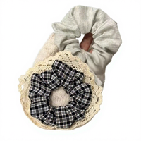 DREAM FASHION DFSC24-0162 Corde à cheveux style coréen et japonais avec nœud en ruban, volumineuse, légère et durable, pour queue de cheval, collection 2025