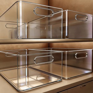 <b>Desktop</b> Storage Box Rectangle Transparent Acrylic <b>Shelf</b> Organizer For Snacks And Miscellaneous Items 500g Capacity - Product Image 1