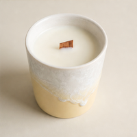 Décoration intérieure romantique, cadeau, tasse en céramique jaune cristallin 270 ml, bougie parfumée à mèche en bois longue durée