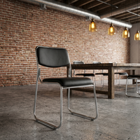 Chaises d'attente modernes et peu encombrantes en cuir PU, chaise de visiteur à profil bas, sans accoudoirs, chaise de bureau mince