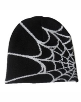 Gorro Unisex sin Dobladillo para Invierno con Diseño Personalizado, Gorro Grueso de Punto con Telaraña y Logotipo Impreso para Hombres y Mujeres con Escena de Playa Otoñal