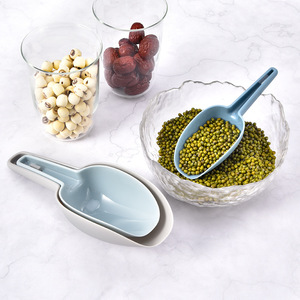 Juego de palas de hielo de plástico de tres piezas, cuchara de cocina apilable para harina, granos, arroz, colores mezclados, forma rectangular, versátil - Product Image 1