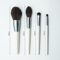 Set Kuas Makeup 15 Buah Warna Putih Mutiara Berkualitas Tinggi Dengan Bulu Sintetis Gagang Kayu untuk Riasan Bedak dan Foundation