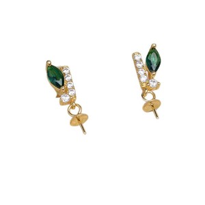Accessoires de bijouterie DIY en argent S925, zirconium vert, perle, avec support creux en bambou de 25 mm, joint de 9 à 12 mm de hauteur, JG6005 - Product Image 5