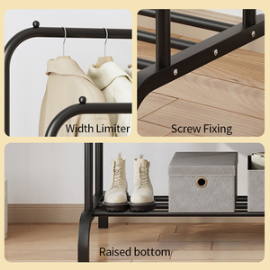 Appendiabiti da terra portatile, semplice, a doppio palo, in metallo, espositore per abiti, grande capacità, appendiabiti a montagna - Product Image 2