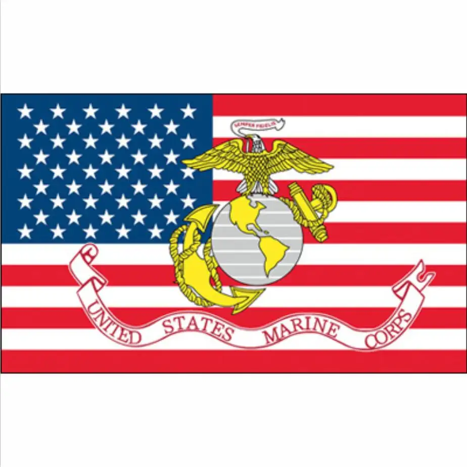 Cheap stock 100%polyester 3*5ft marine corps USA United States flag with two grommets