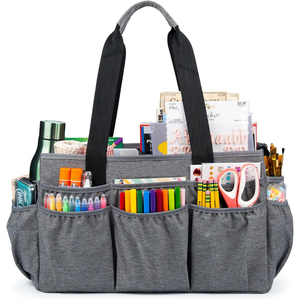 Large Craft Organizer Tote Bag, <strong>Art</strong> Bag with Elastic Side Pockets to Keep Markers Tidy, Durable Craft Bag Organizer Tote