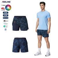 Shorts de sport pour hommes, doublés, tissés, 5 pouces, impression par sublimation, évacuation de l'humidité, extensible dans les quatre sens, avec ceinture élastique, OEM ODM