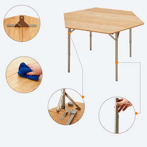 WDF <span class=keywords><strong>Table</strong></span> <span class=keywords><strong>pliante</strong></span> en bambou Design Portable <span class=keywords><strong>6</strong></span> <span class=keywords><strong>personnes</strong></span> pieds en aluminium pour camping pique-nique ou <span class=keywords><strong>table</strong></span> de meubles de maison - Product Image 3