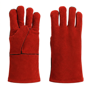 <b>Red</b> Heat Resistant Welding <b>Gloves</b> Long Cuff Cow Split Leather 11 oz Safety Work High Temperature Foundry Oven Fireproof <b>Gloves</b> - Product Image 1