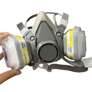 Masker Gas setengah wajah dapat digunakan kembali kualitas tinggi kartrid ganda tahan pernapasan rendah terbuat dari silikon - Product Image 3