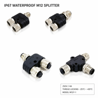 ASBS IP67 M12 Connecteur de type Y en plastique étanche Distributeur circulaire Capteur Cuivre Mâle Femelle Répartiteur Simplifier le câblage d'alimentation