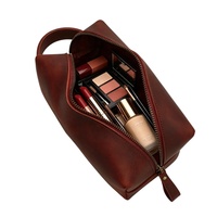 Sac de toilette vintage de grande taille en cuir véritable, portable, pour hommes et femmes, vente en gros