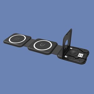 Caricatore Wireless pieghevole 15w caricatore magnetico senza fili <span class=keywords><strong>3</strong></span> In 1 caricatore magnetico stazione supporto cavo per Iphone - Product Image 2