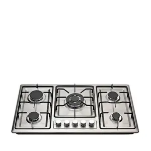 five burners Built-in Gas Stove with stainless steel panel