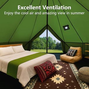8-10 Person Luxury Double-layer Cotton Inflatable Camping Tent Three Bedrooms One Living Room Quick Automatic Opening Waterproof - Product Image 4