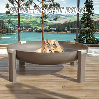 Table de foyer ronde en acier inoxydable portable moderne avec pieds et poignées pour la cuisine en plein air et l'utilisation de foyer