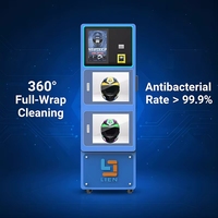 Máquina expendedora inteligente personalizada de autoservicio para limpieza en seco de cascos, kit esterilizador de doble ranura con sistema de pago con código QR y tarjeta