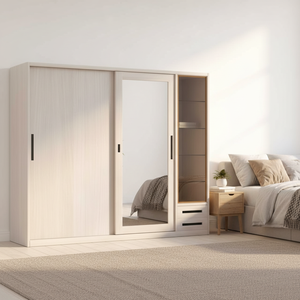 工場卸売カスタマイズ可能なスチール製自立式両開き現代風アルモア省スペースデザインアパート寝室用ワードローブ - Product Image 3