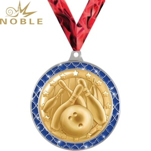 Medalla de bolos noble con premio de torneo deportivo con cinta impresa de bolos - Product Image 2