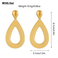 Withher Maximalistische Boho Vintage Große Geprägte Hohle Herz Zweistufige Hängeohrringe 18K Vergoldeter Edelstahl Französisch
