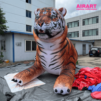 Tigre gonflable géant réaliste couché, impression numérique personnalisée, modèle d'animal sauvage gonflable pour l'affichage et la décoration d'événements en zoo ou parc