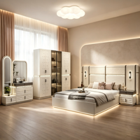 Lit capitonné de luxe en cuir velours MDF, taille Queen et King, pour mobilier de chambre d'hôtel moderne de style royal français européen