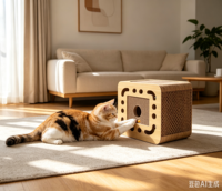 Arbre à chat moderne en carton, durable et antidérapant, facile à assembler, avec fonctions réglables