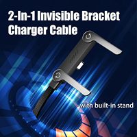 Câble de charge rapide 2-en-1 USB Type-C 240W en cuivre pur tressé avec support de téléphone intégré