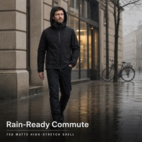 Veste imperméable coupe-vent d'extérieur automne/hiver à coque rigide avec fermeture éclair, coutures thermosoudées, tissage solide et col montant