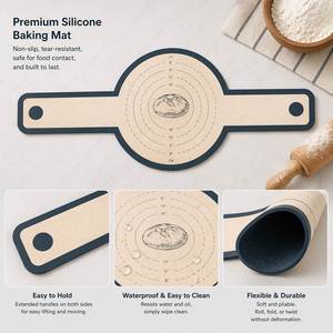 Long Handle Silicone Bread Baking Mat for Dutch Oven Sourdough Reusable Non-Stick Fiberglass Heat Resistant Pastry Liner <b>Tool</b> - Product Image 2