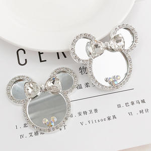 卡通娃娃镜子 DIY 用品，新款锌合金水钻手工化妆镜和手机壳装饰批发 - Product Image 1