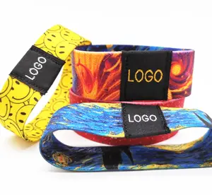 Elastic Wristband Custom Polyester Elastic Fabric Bracelet Wristband Fabric Elastic RFID/NFC Wrist Band With Custom Logo