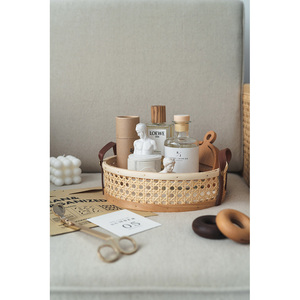 8 paniers de rangement en bois et osier, fait main, accessoires de bouteilles, pour fruits, en rotin, avec poignée de service, pour parfums - Product Image 2