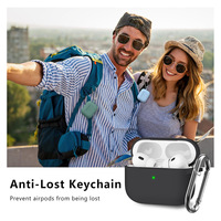 Housse de protection complète en silicone pour casque d'écoute sans fil pour Airpods Pro 2 avec mousqueton Stylo de nettoyage pour Airpods 4