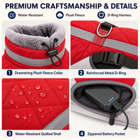 Manteau chauffant pour chien en graphène avec poche zippée pour batterie et bordure réfléchissante pour les promenades nocturnes et les matins froids