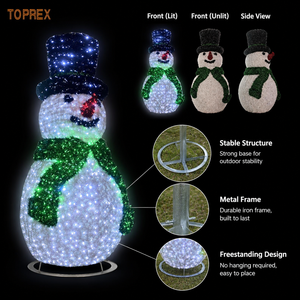 Escultura de Muñeco de Nieve 3D Iluminada con LED para Exteriores, Toprex Large Park, IP65, Decoración Navideña para Caminos, Brillo Festivo Encantador - Product Image 3