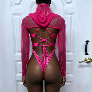 OEM ODM Personnalisé Ensemble de maillot de bain sexy pour femme, style festival et <span class=keywords><strong>rave</strong></span>, avec bikini push-up, haut court ajouré à boucle, dos nu - Product Image 2